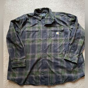 Carhartt Loose Fit Heavyweight Flannel Ling Sleeve Plaid Shirt